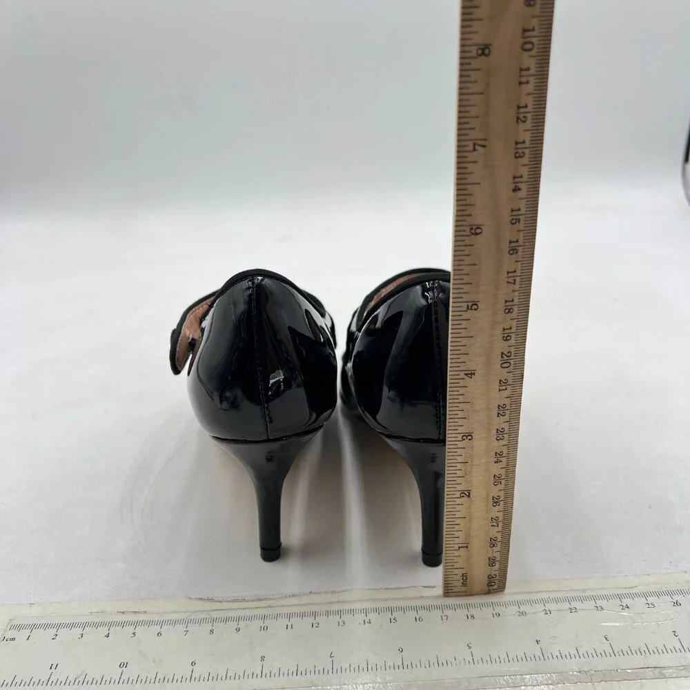 Zszszsu Black Mary Jane Pump Pointed Toe Mid Heels Ankle Strap Dress Shoes_5